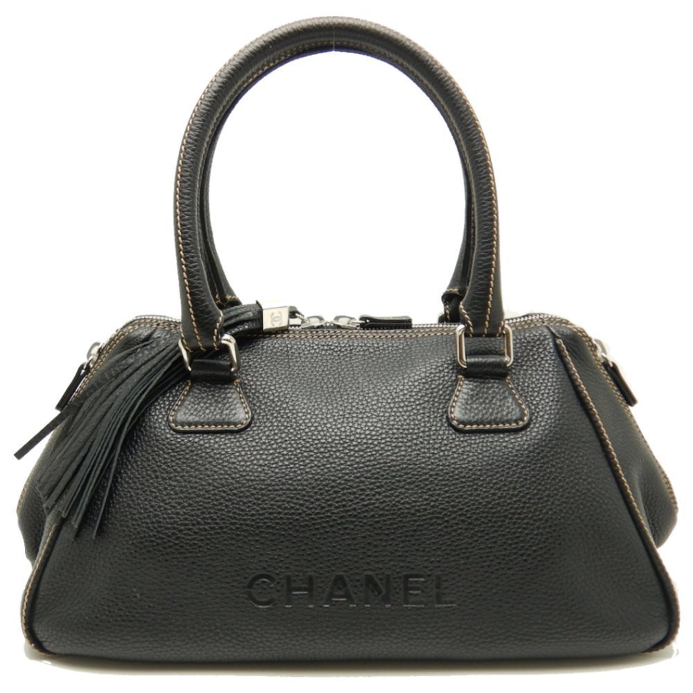 Chanel Fringe Caviar Skin Shoulder Bag Black